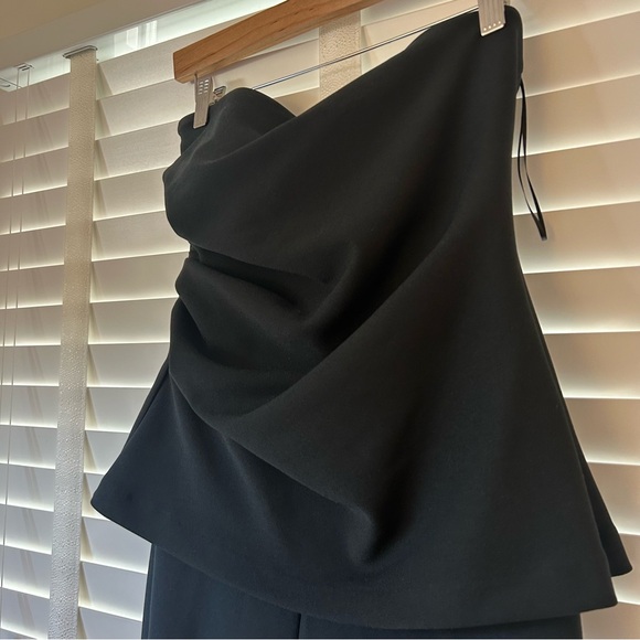 Abercrombie & Fitch Jumpsuit Strapless Ruched Peplum Black Medium - Picture 3 of 9